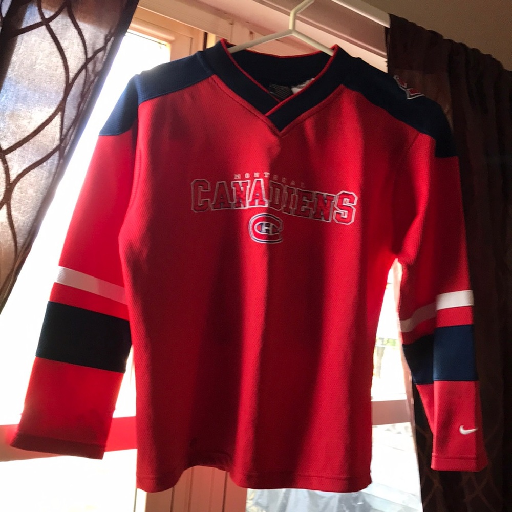 Nike Red and Blue Montreal Canadiens Jersey